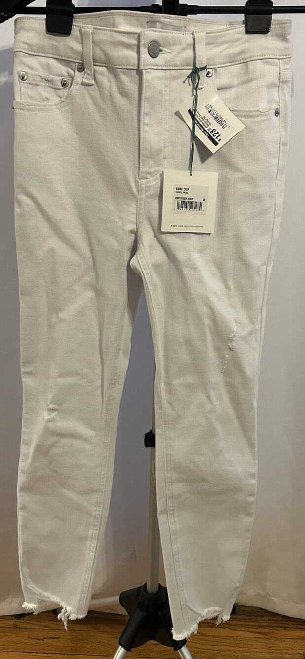 NWT Pistola Audrey Mid Rise Skinny Crop White Jeans size 26
